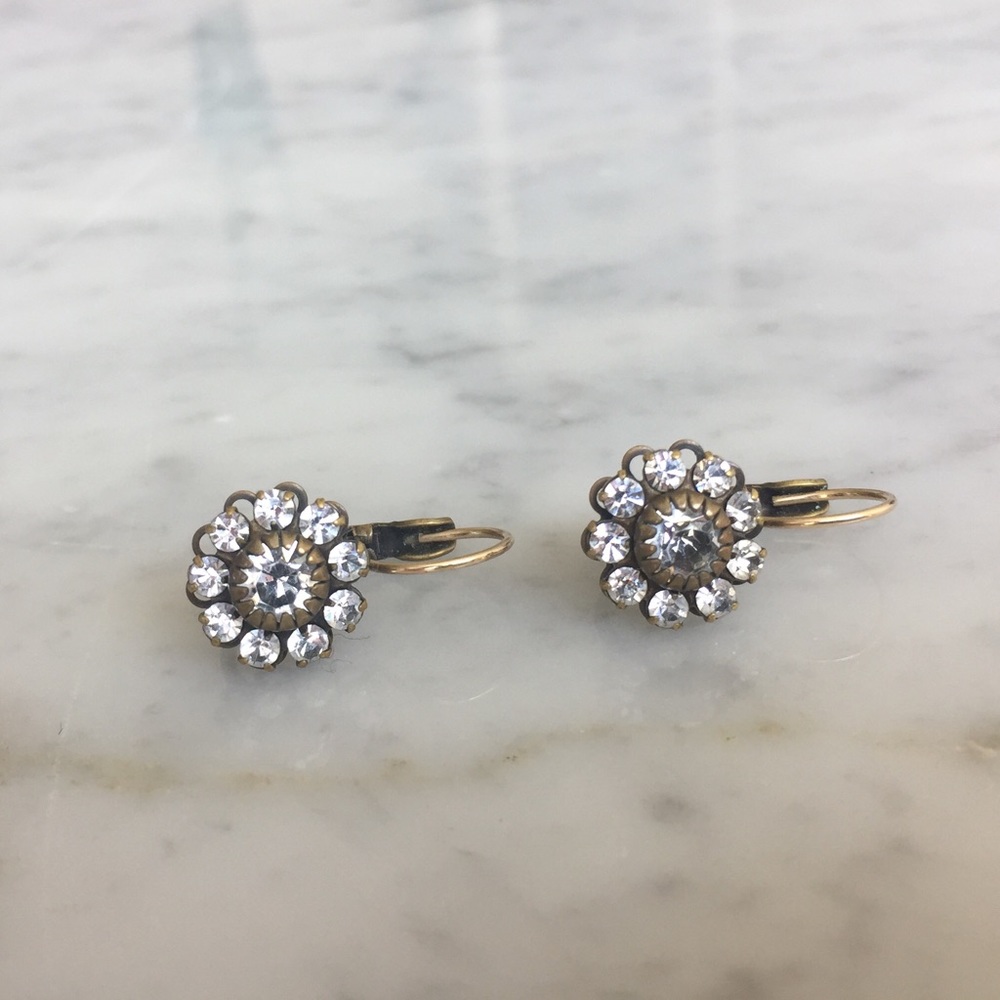 Liz Palacios Swarovksi Filagree Leverback Earrings